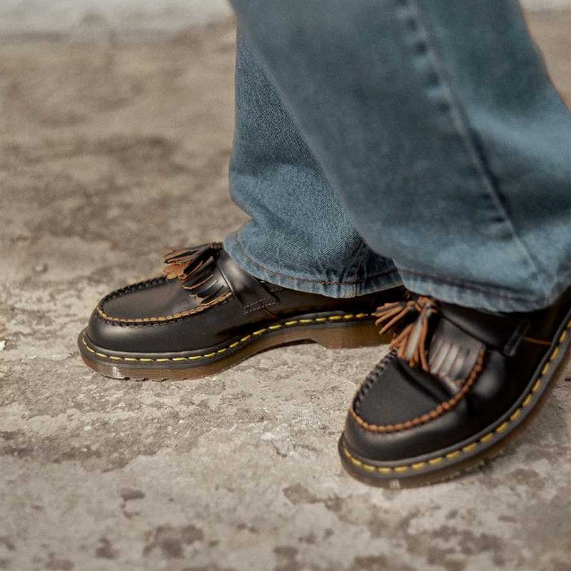 Dr. Martens Vintage Made in England Quilon Leather Tassel Loafers 'Black' 26891001 - 7