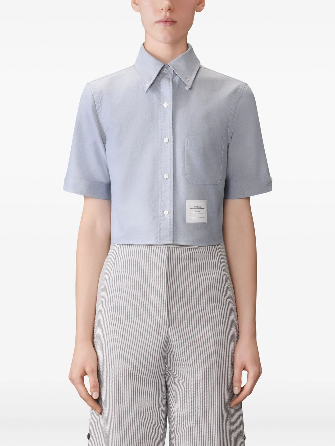 Oxford Cropped Short Sleeve Shirt Women - 4