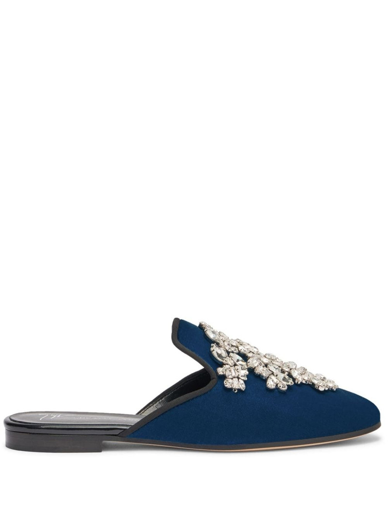 Elsa crystal velvet mules 1