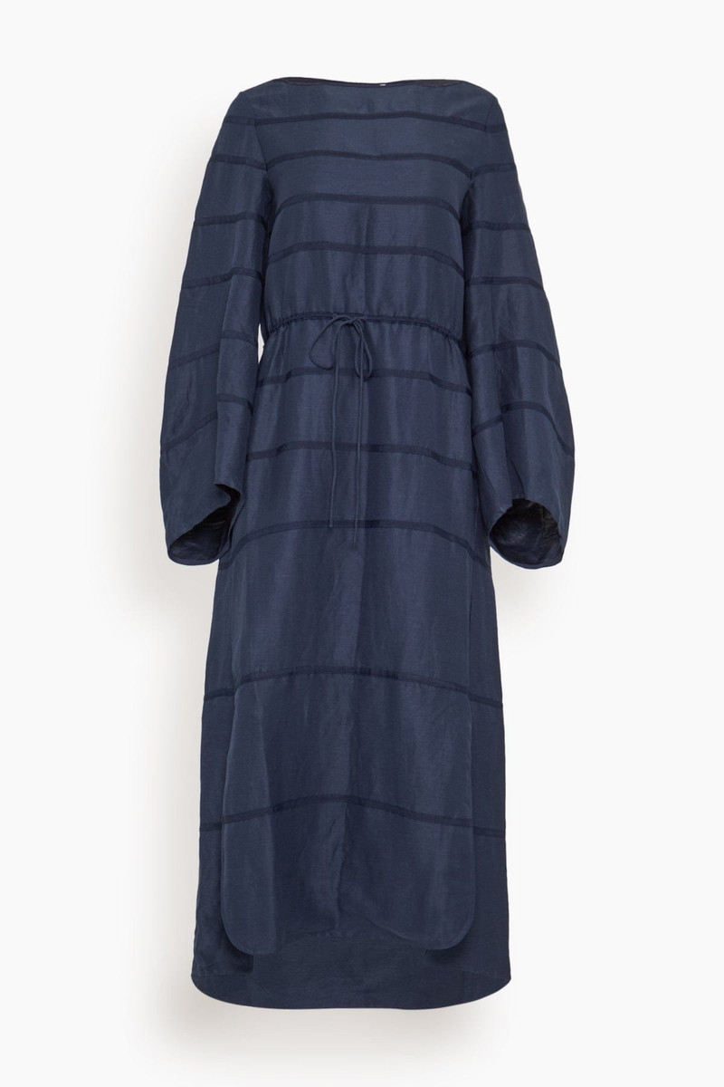 Ribbon Caftan Dress in Navy 1