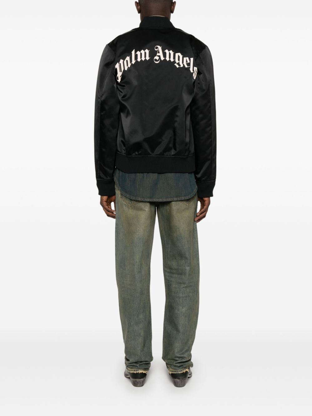 curved-logo bomber jacket - 2