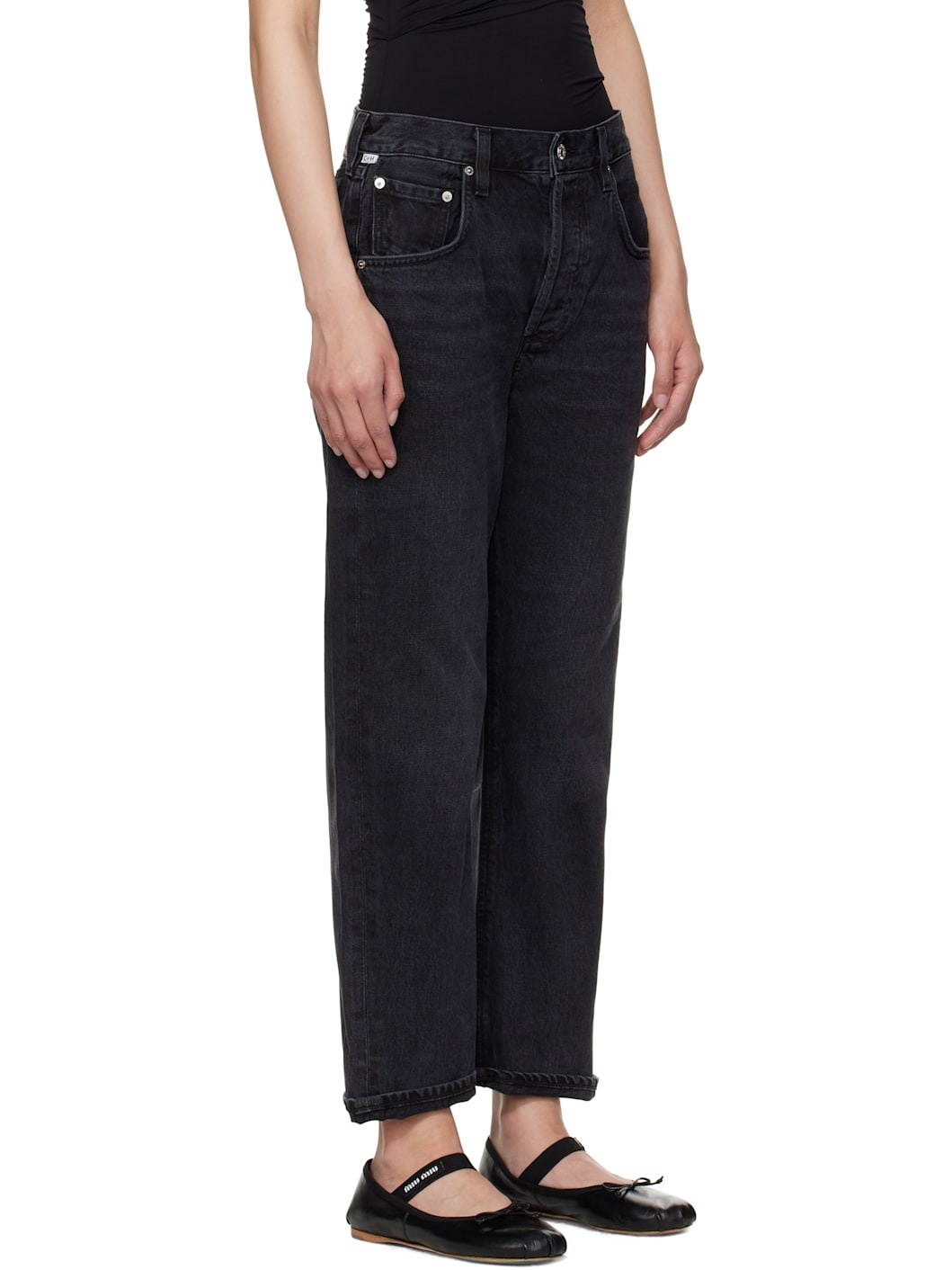 Black Dahlia Bow Leg Baby Roll Jeans - 2