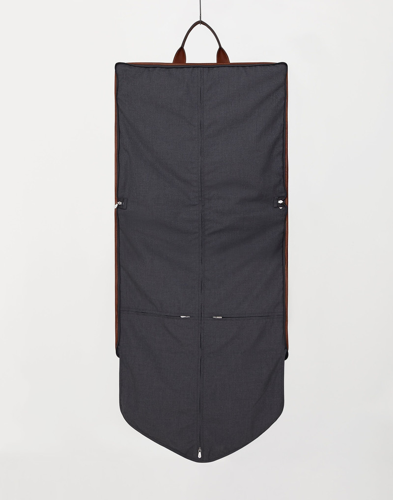 Water-resistant fabric and grained calfskin garment bag 5