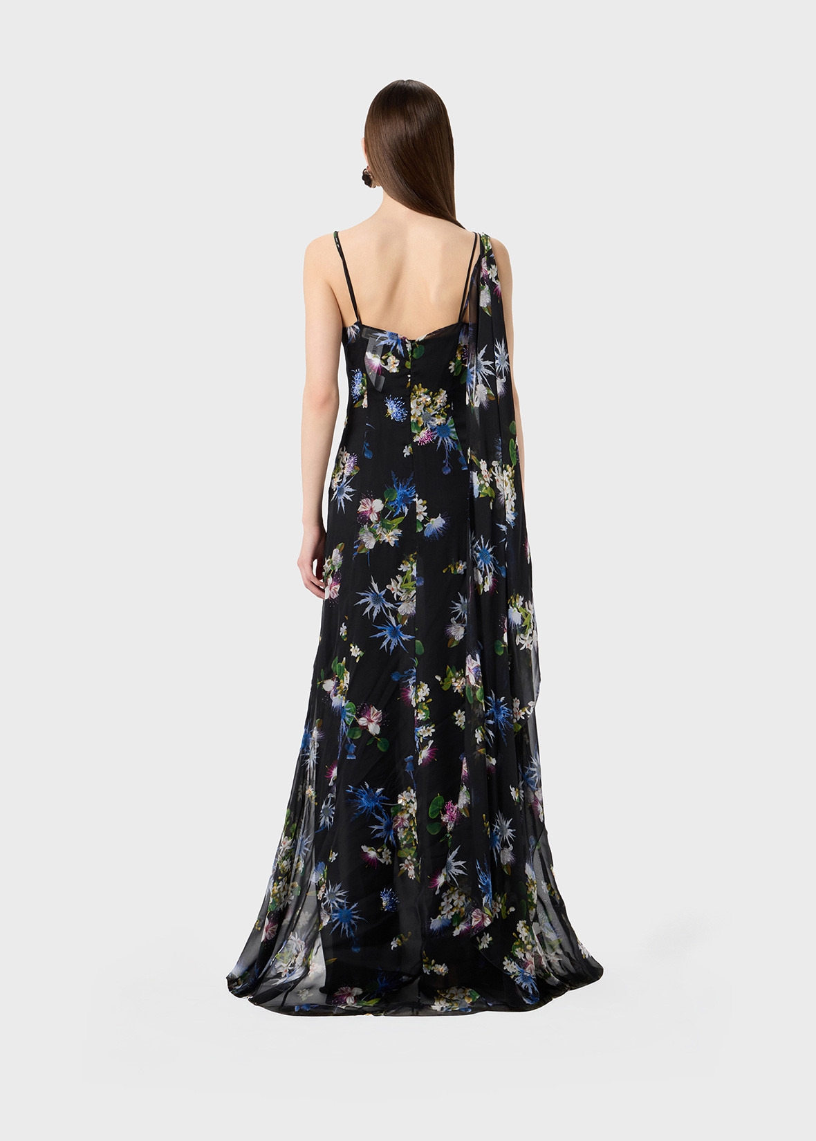 SILK CHIFFON DRESS WITH EMBROIDERED PRINT - 4
