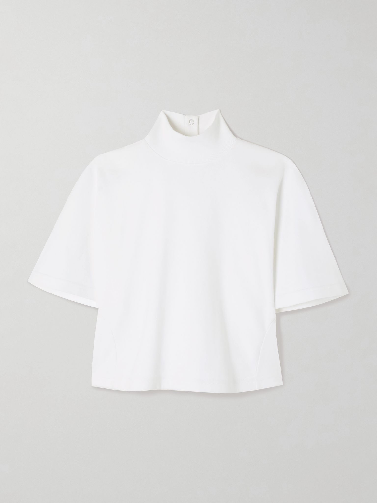 Cropped cotton-jersey turtleneck T-shirt White - 1