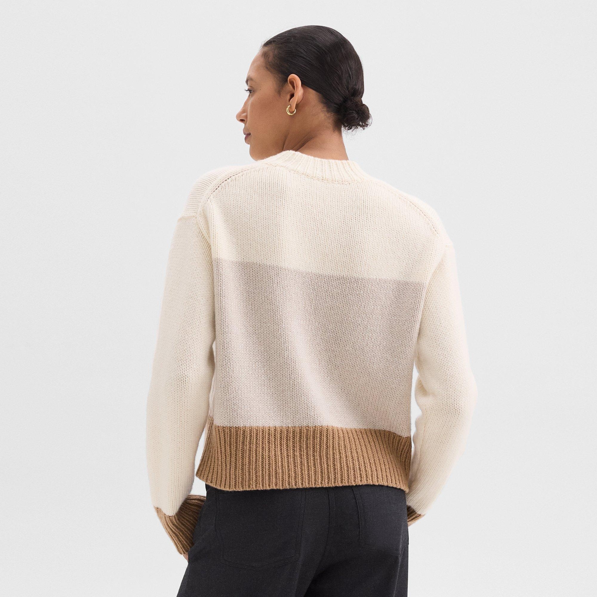 Colorblock Sweater in Felted Wool-Cashmere - 4