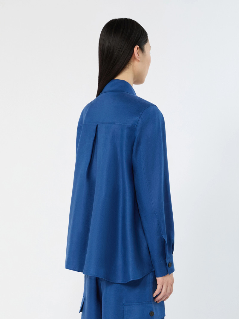 WKIPOMPOSA Linen workwear jacket - CORNFLOWER BLUE 4