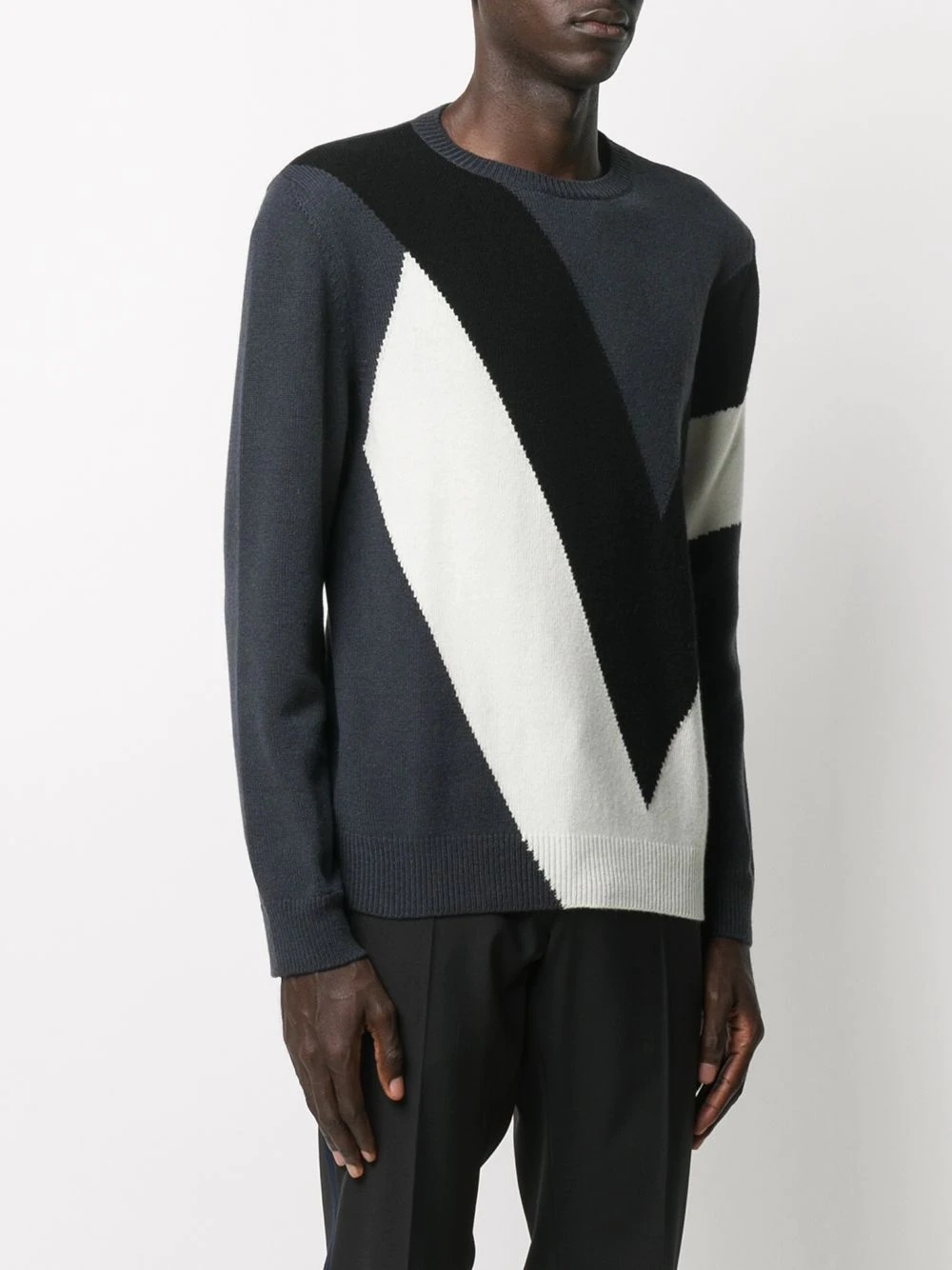 knitted colour block jumper - 3