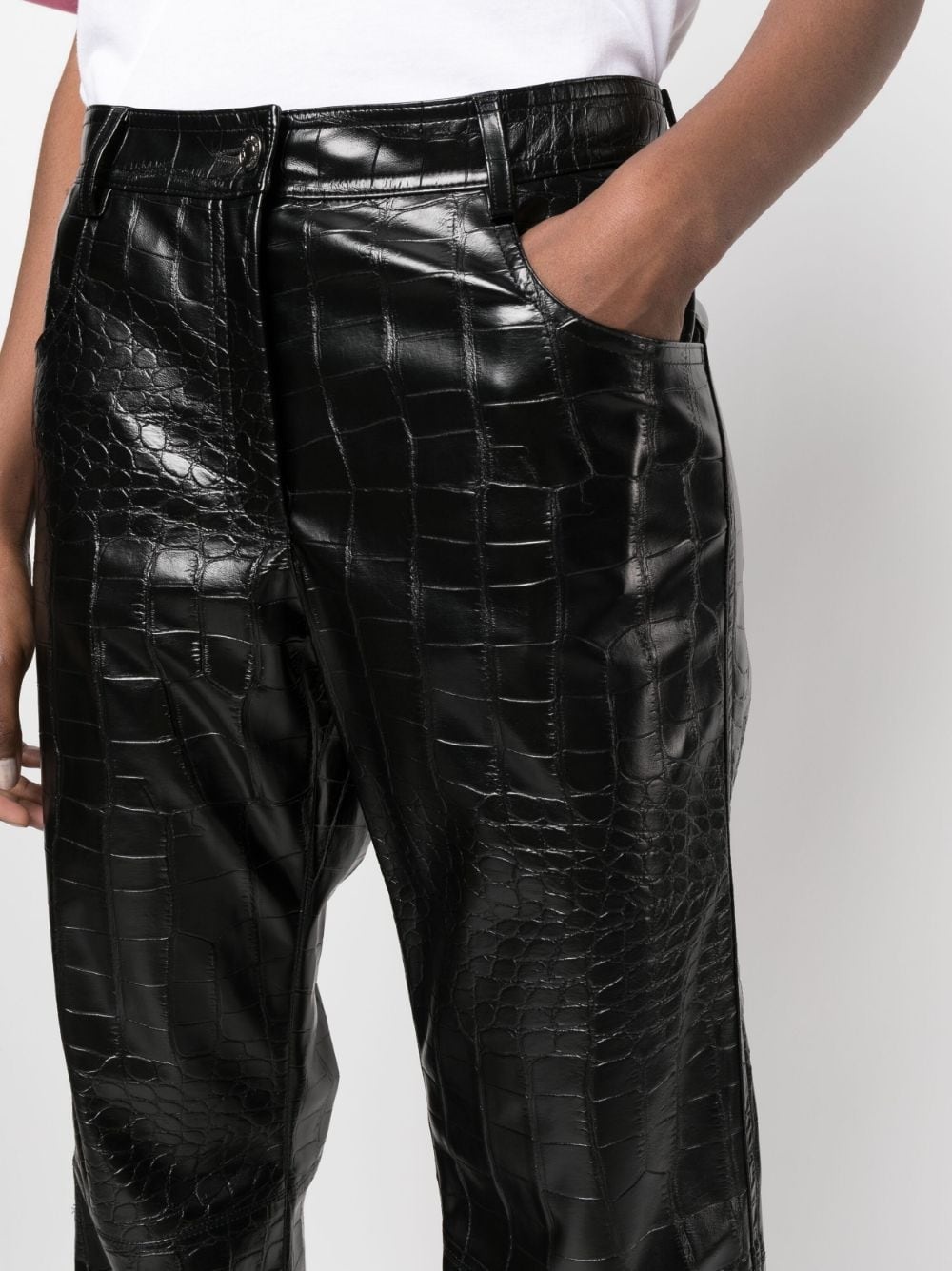 embossed-crocodile straight-leg trousers - 5