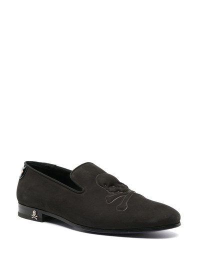 PHILIPP PLEIN skull-embroidered suede loafers outlook