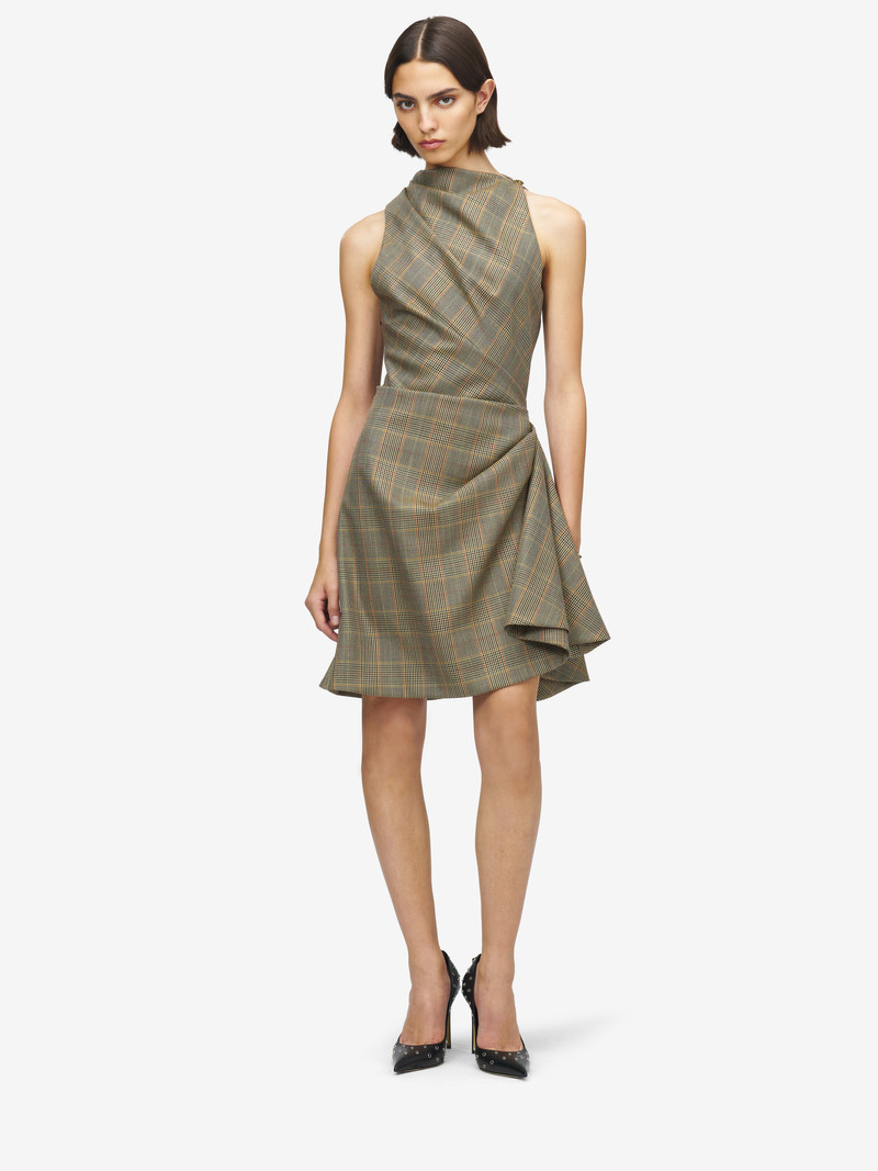 Alexander McQueen Country Check Asymmetric Mini Dress outlook