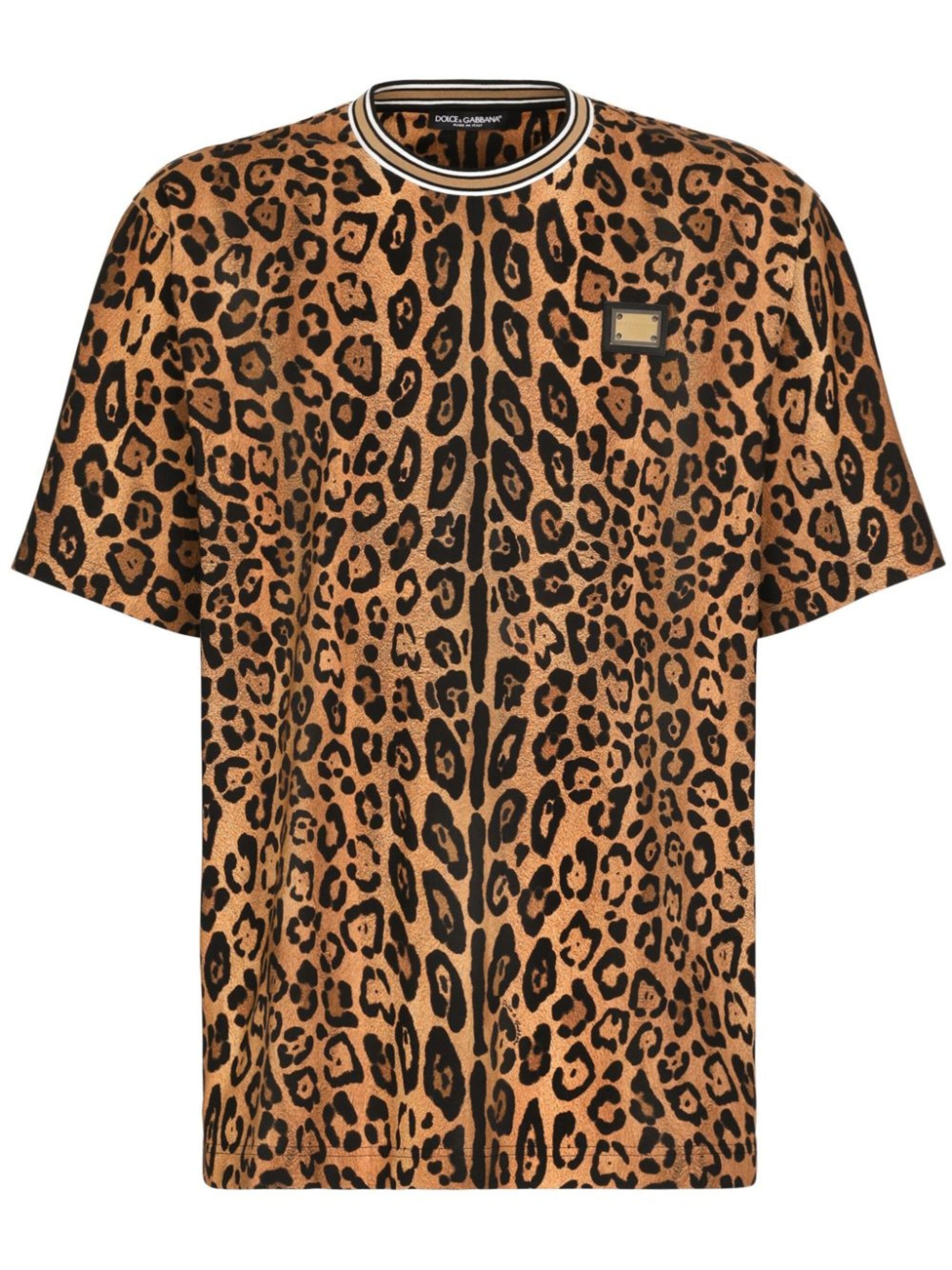 leopard-print cotton T-shirt - 1