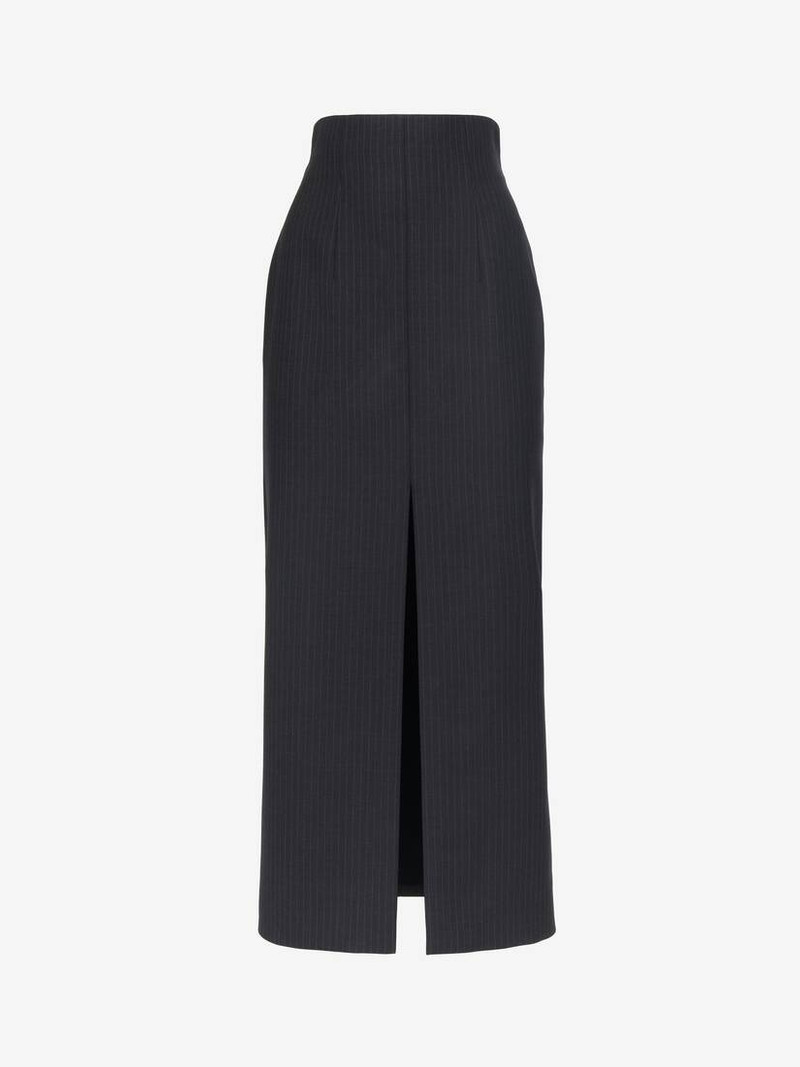 Alexander McQueen Women's Pinstripe Pencil Skirt in Grey outlook