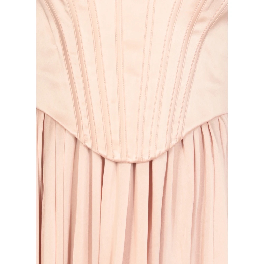 PINK SILK DRESS WITH WIDE NECK - 5
