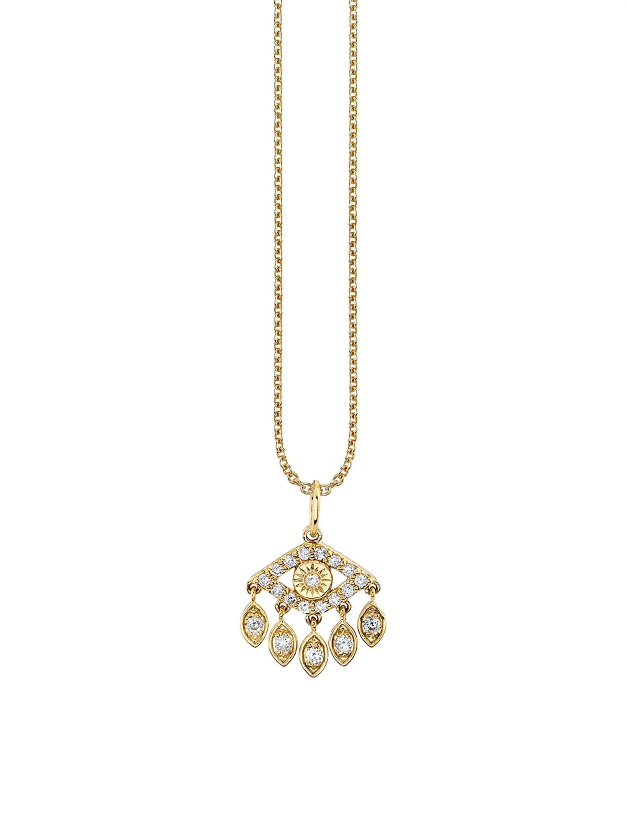 Women's 14K Gold & Diamond Fringe Evil Eye Necklace - Gold - 1