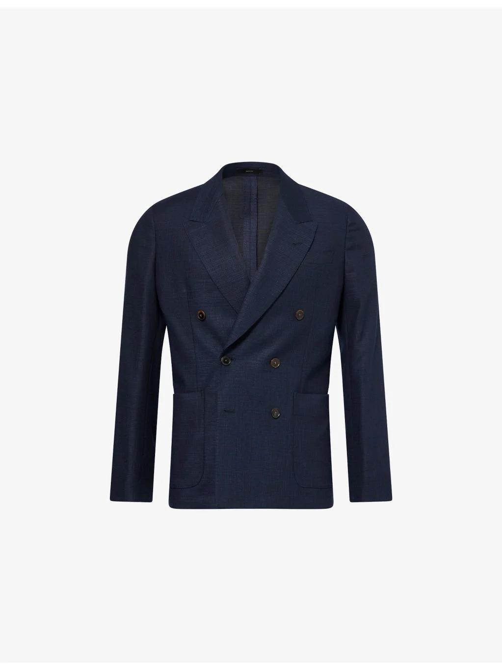 Check Woven Wool-Silk Blazer - 1
