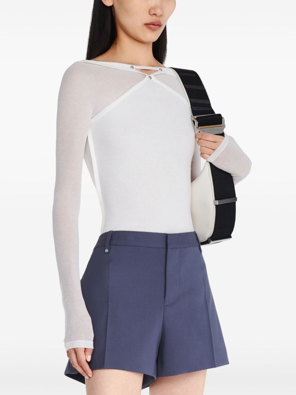 panelled boat-neck top - 5