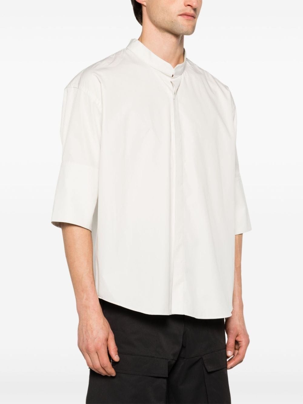 band-collar cotton shirt - 4