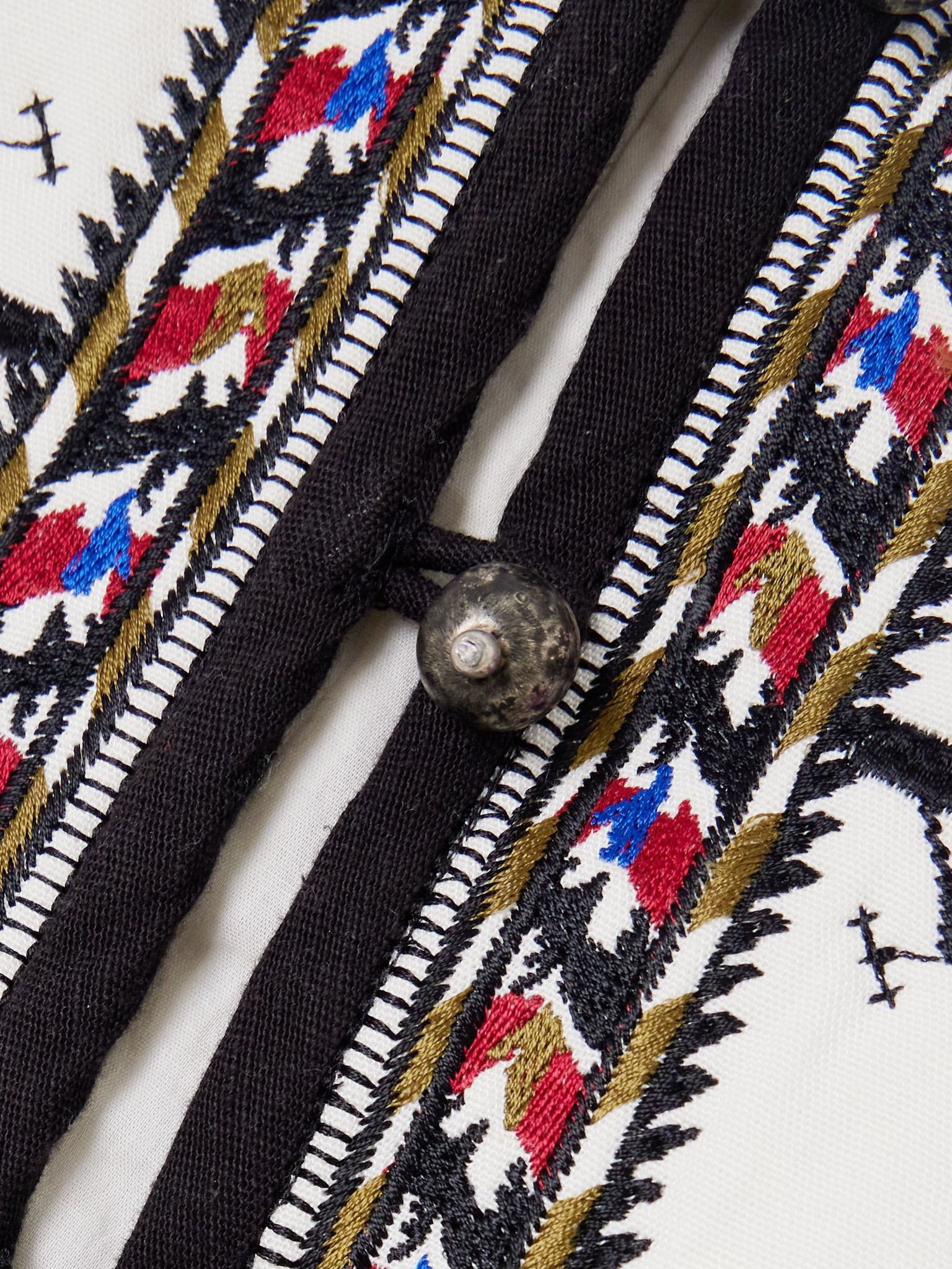 Padded embroidered woven vest Ecru - 4
