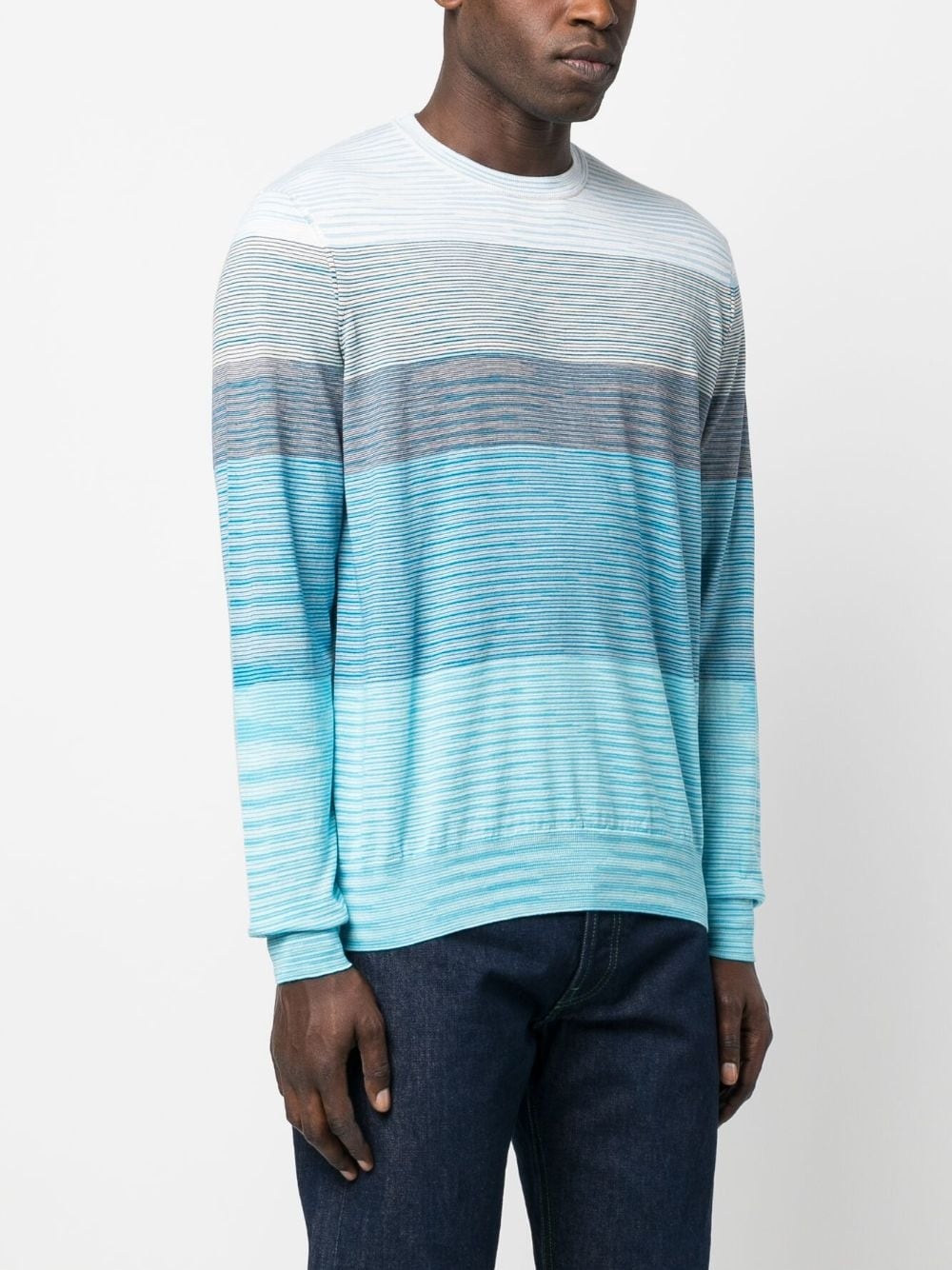 fine-knit striped jumper - 3