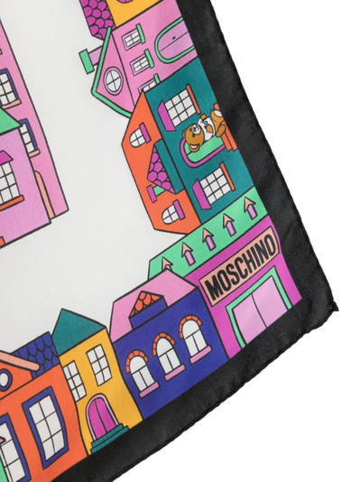 Moschino Teddy Bear-print silk scarf outlook