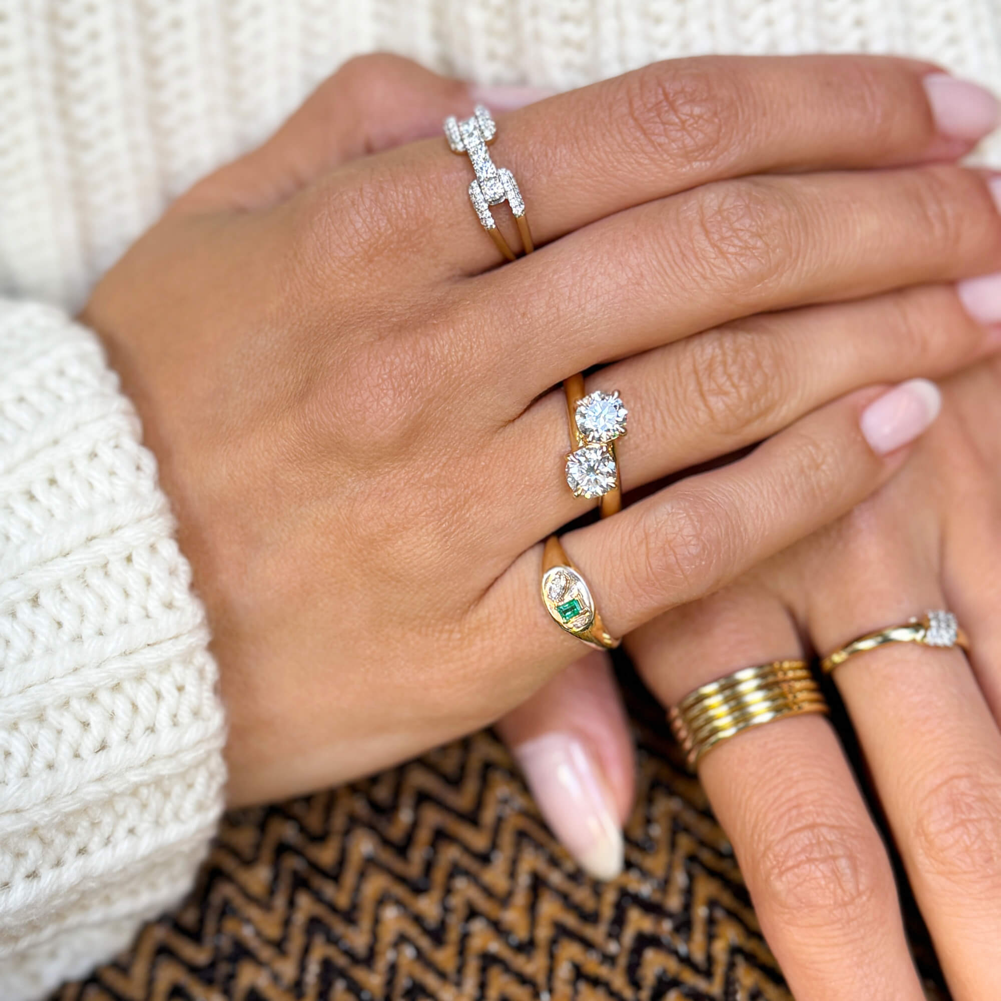 LAB-Created Diamond Moi Et Toi Ring - 7