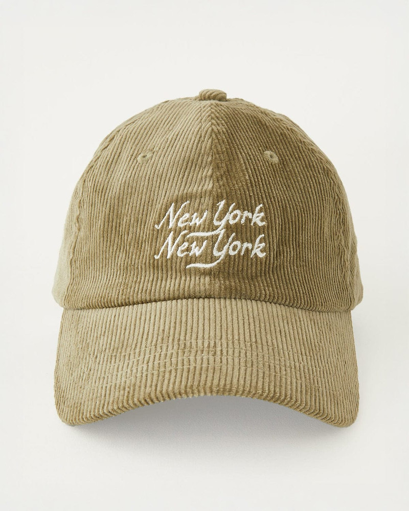 CORDUROY SCRIPT NY NY CAP - OLIVE 1