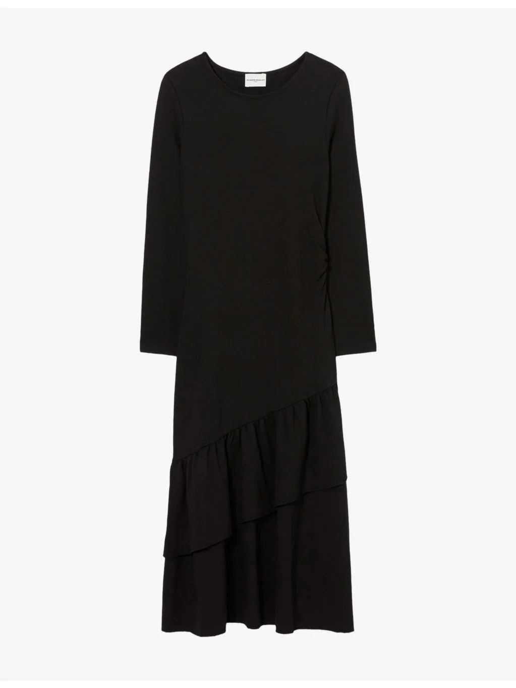 Ruffled Long-Sleeve Stretch-Knit Midi Dress - 1