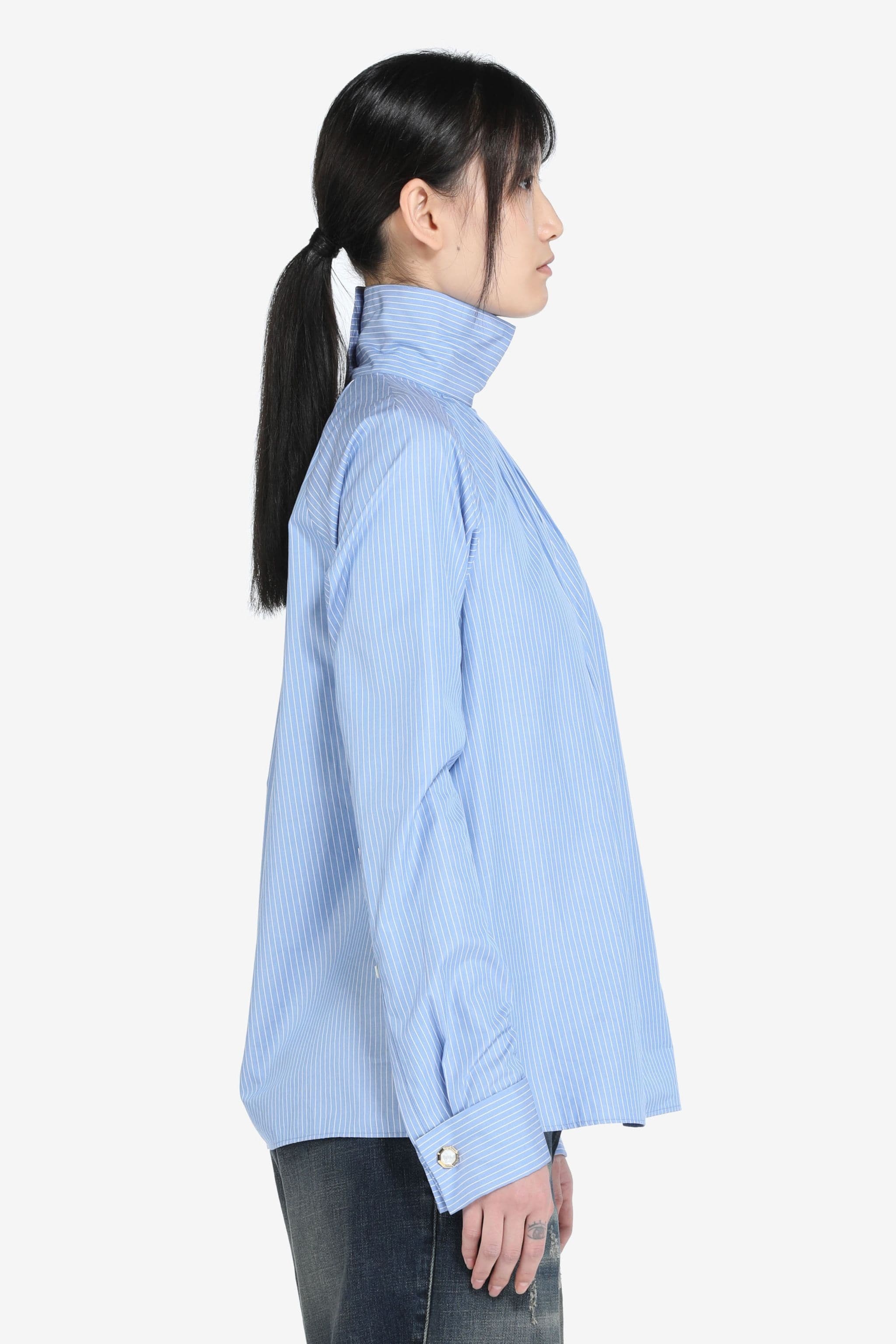 HIGH-NECK PINSTRIPE SHIRT - 5