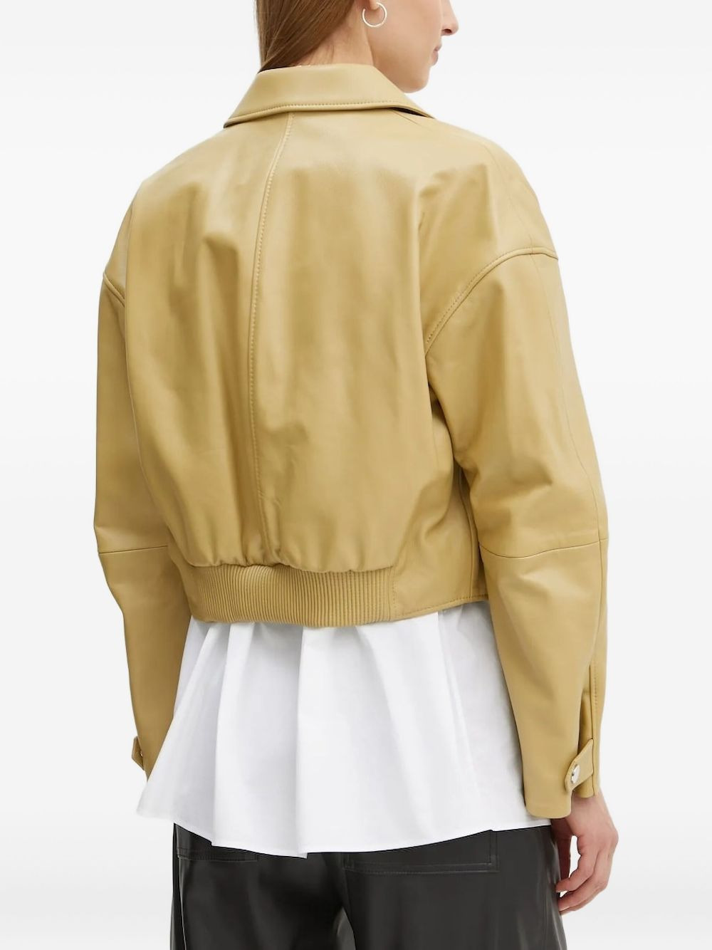 cropped leather jacket - 2