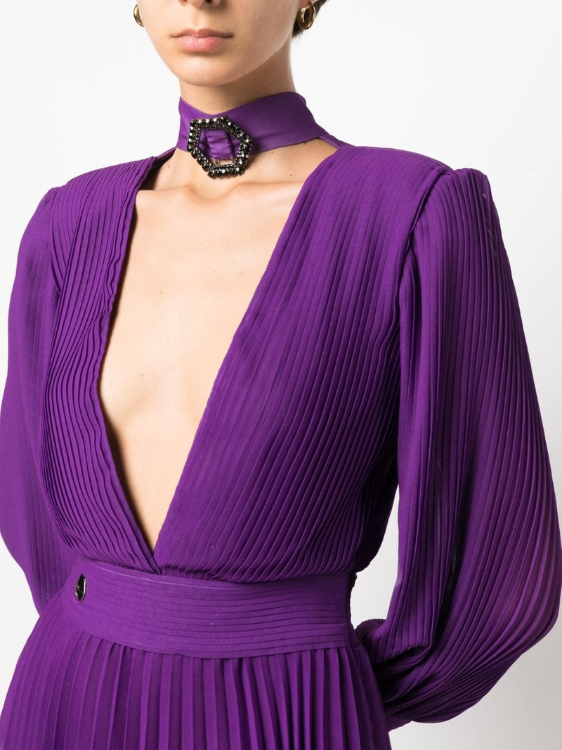 plunging V-neck pleated dress 5