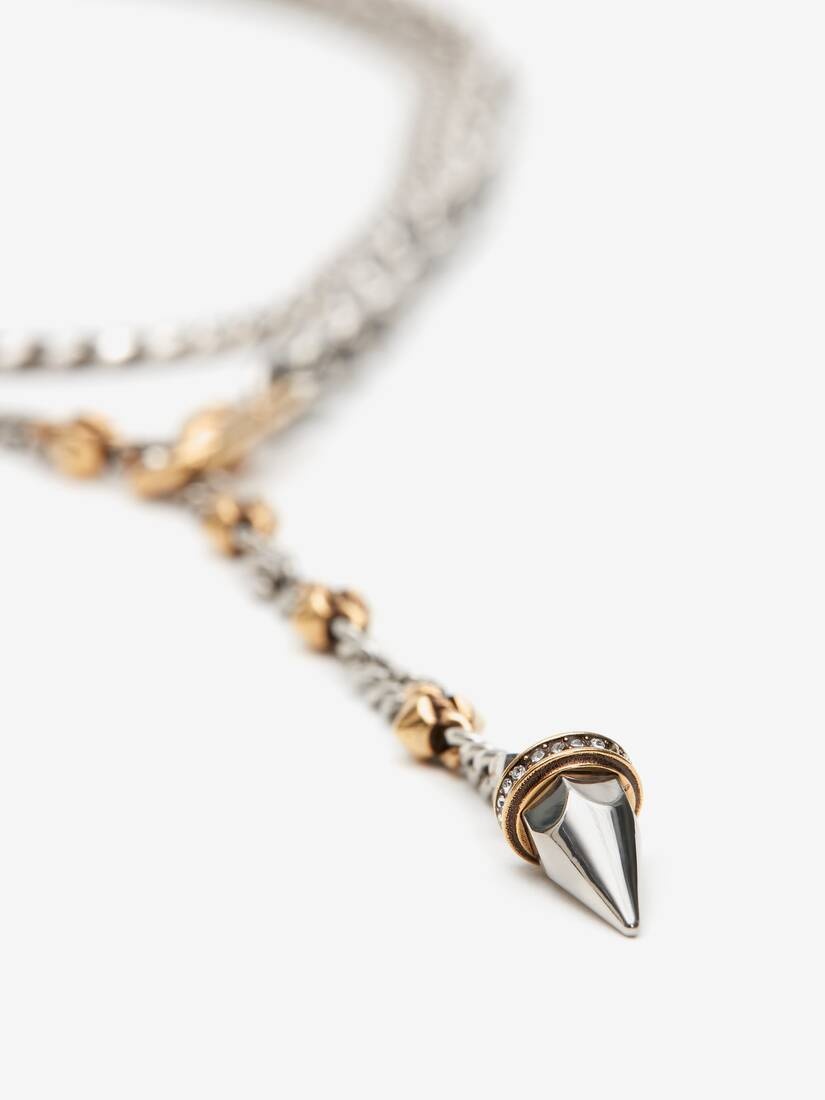 Women's Punk Stud Necklace in Antique Silver - 3