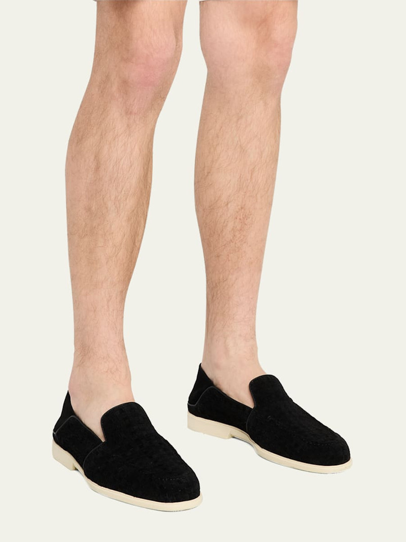 Santoni Men's Theo Woven Suede Loafers outlook