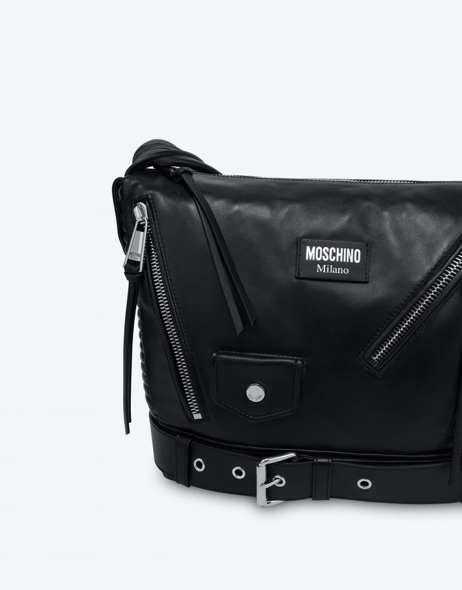 BIKER-STYLE NAPPA LEATHER CROSSBODY BAG - 4