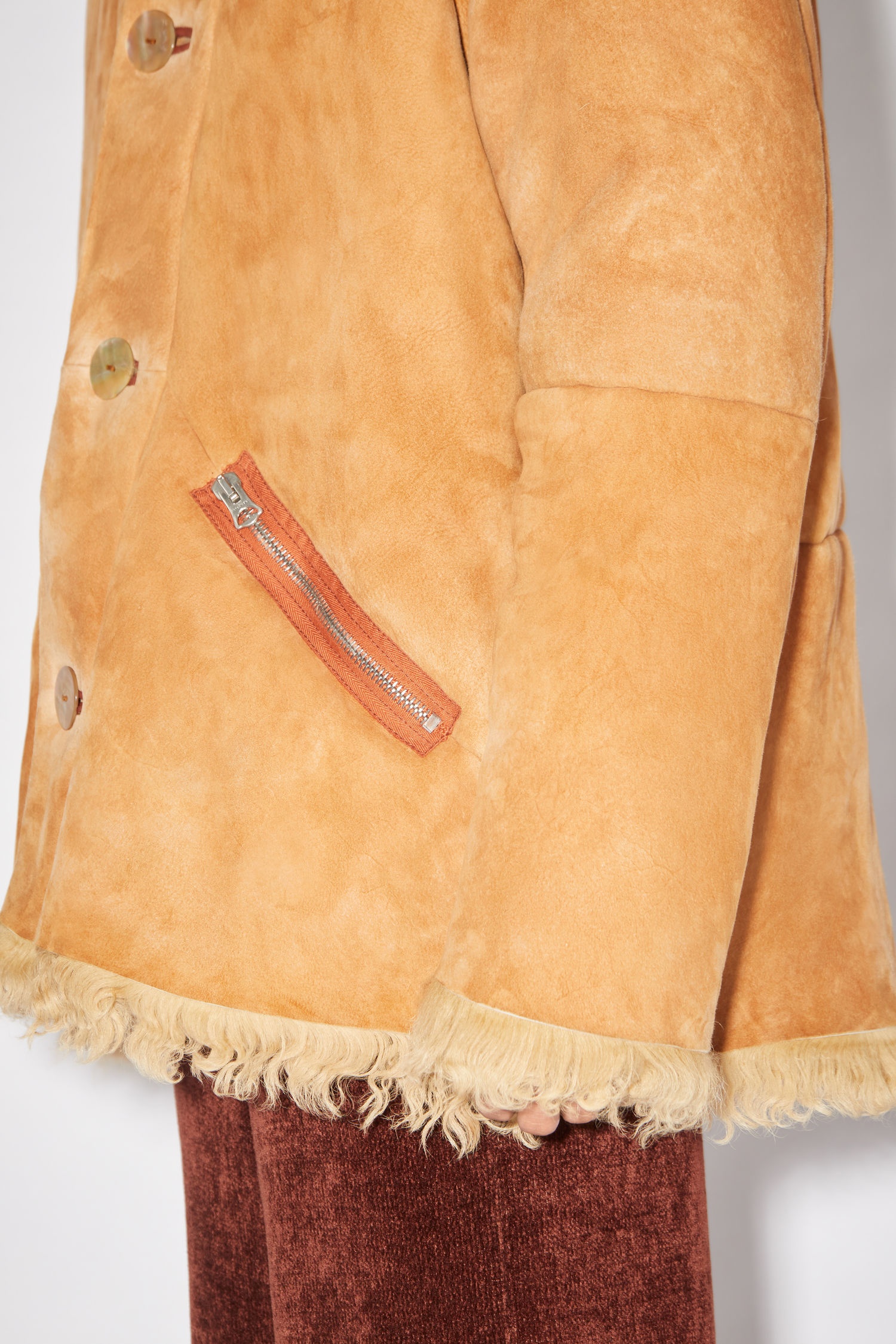 Shearling jacket - Rust orange/beige - 6