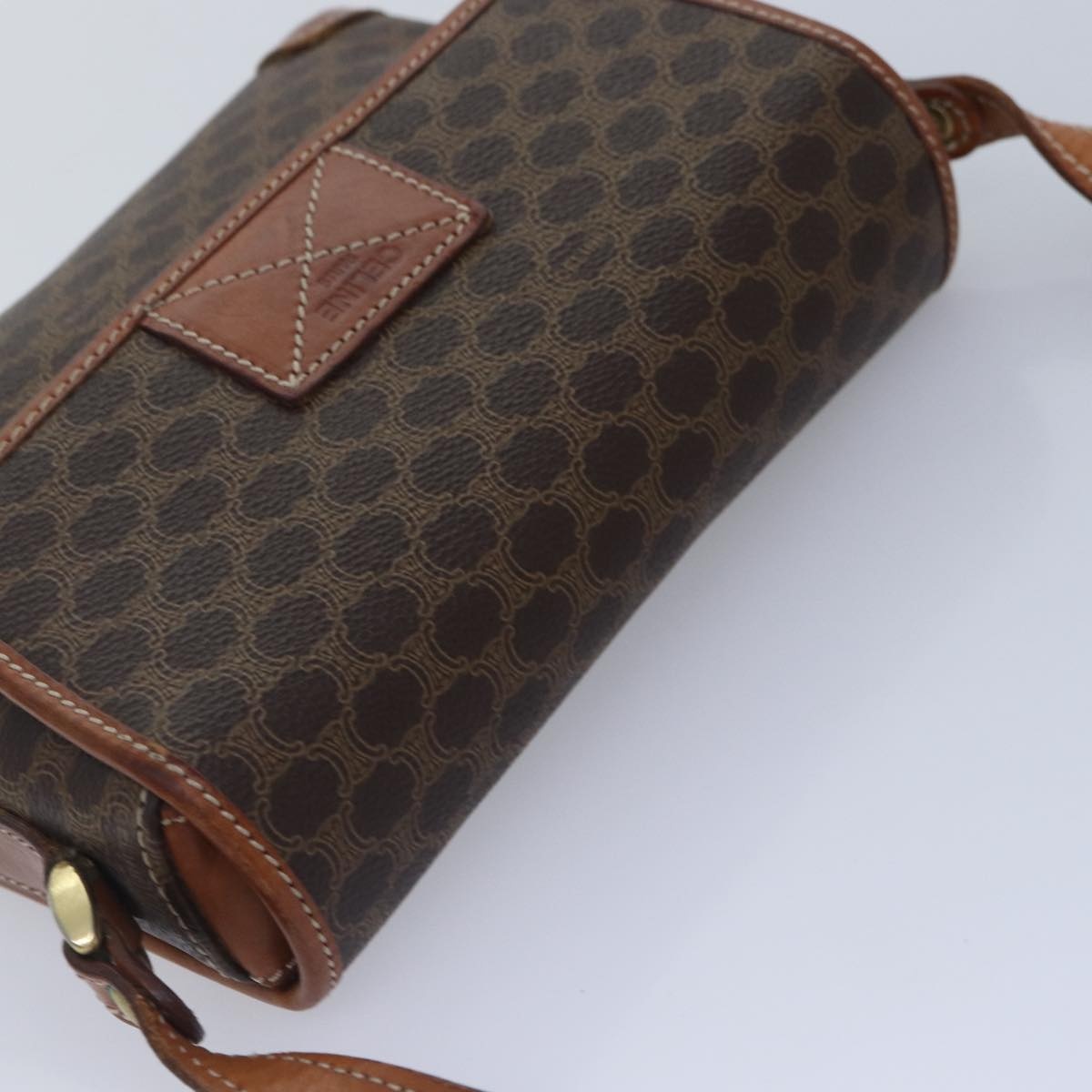 CELINE Macadam Canvas Shoulder Bag Pvc Leather Brown Gold - 6
