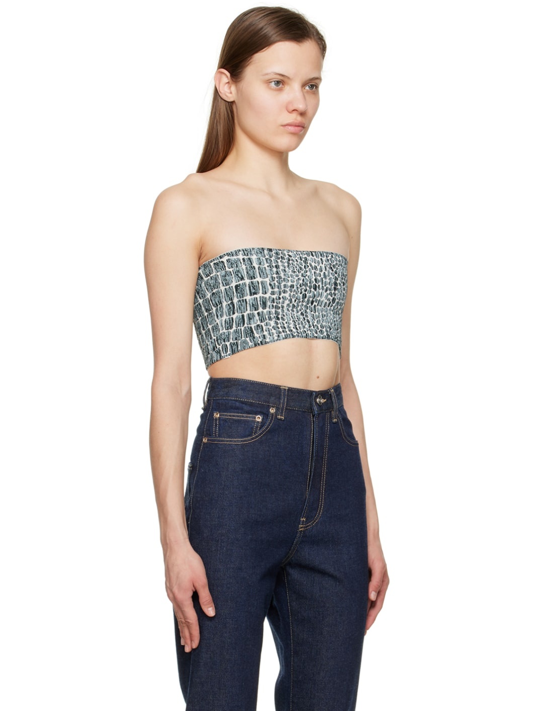 Blue Graphic Tube Top - 2