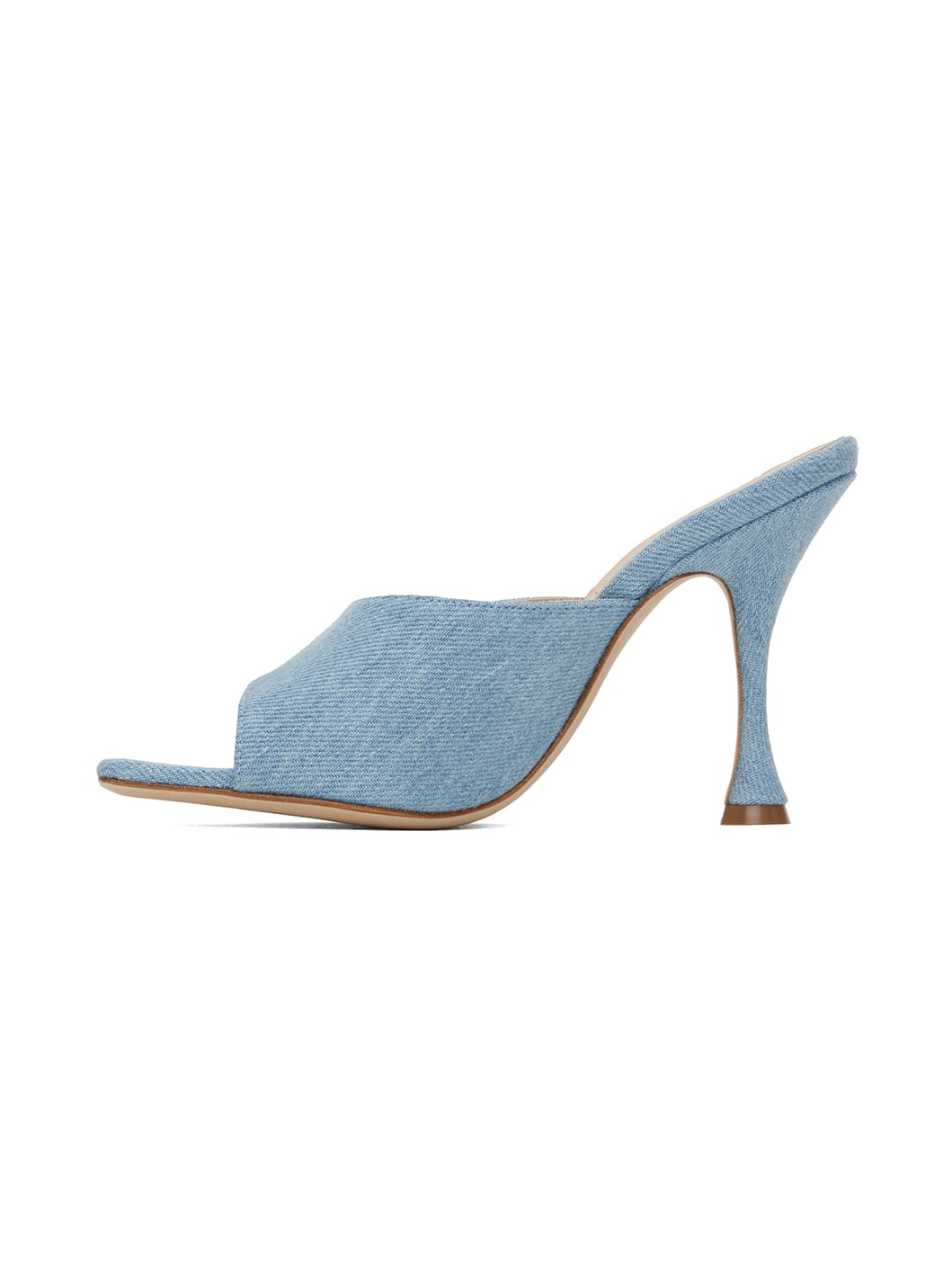 Blue Square Toe Denim Mules - 3