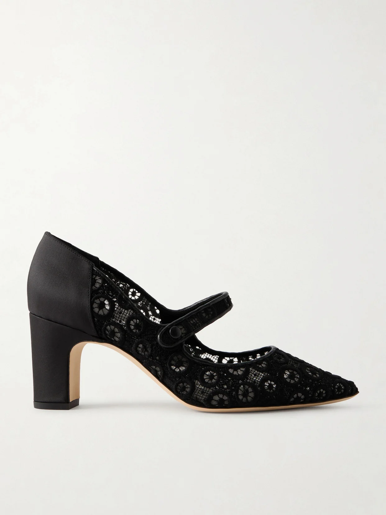 Campariba Satin-trimmed Lace Mary Jane Pumps - 1