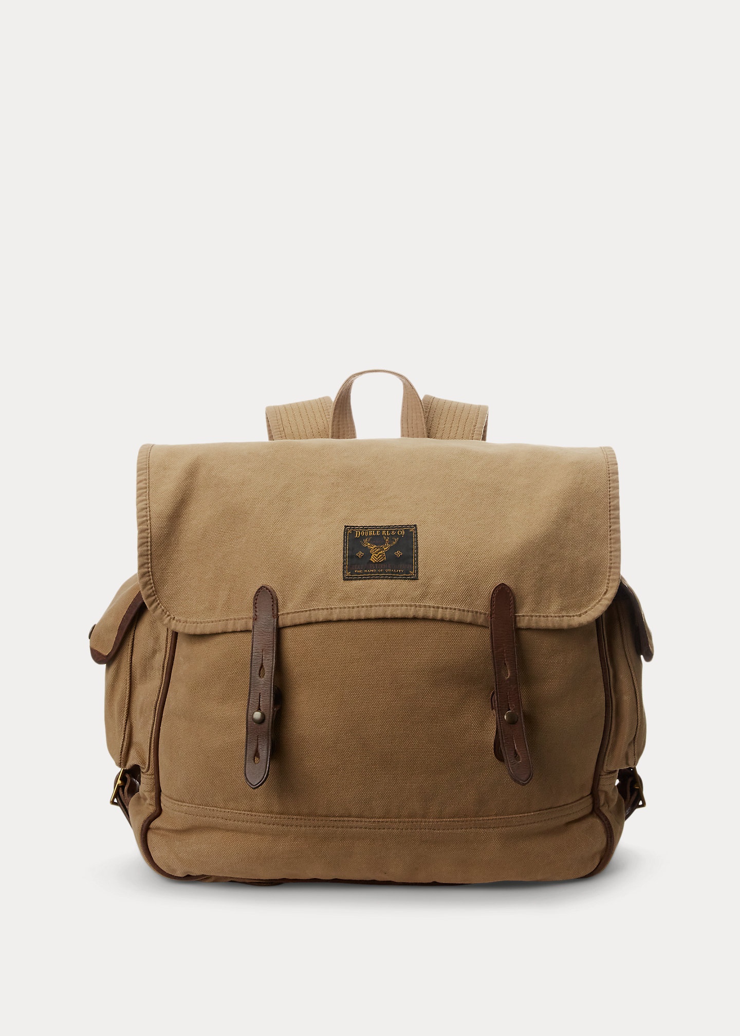 Leather-Trim Canvas Backpack - 1