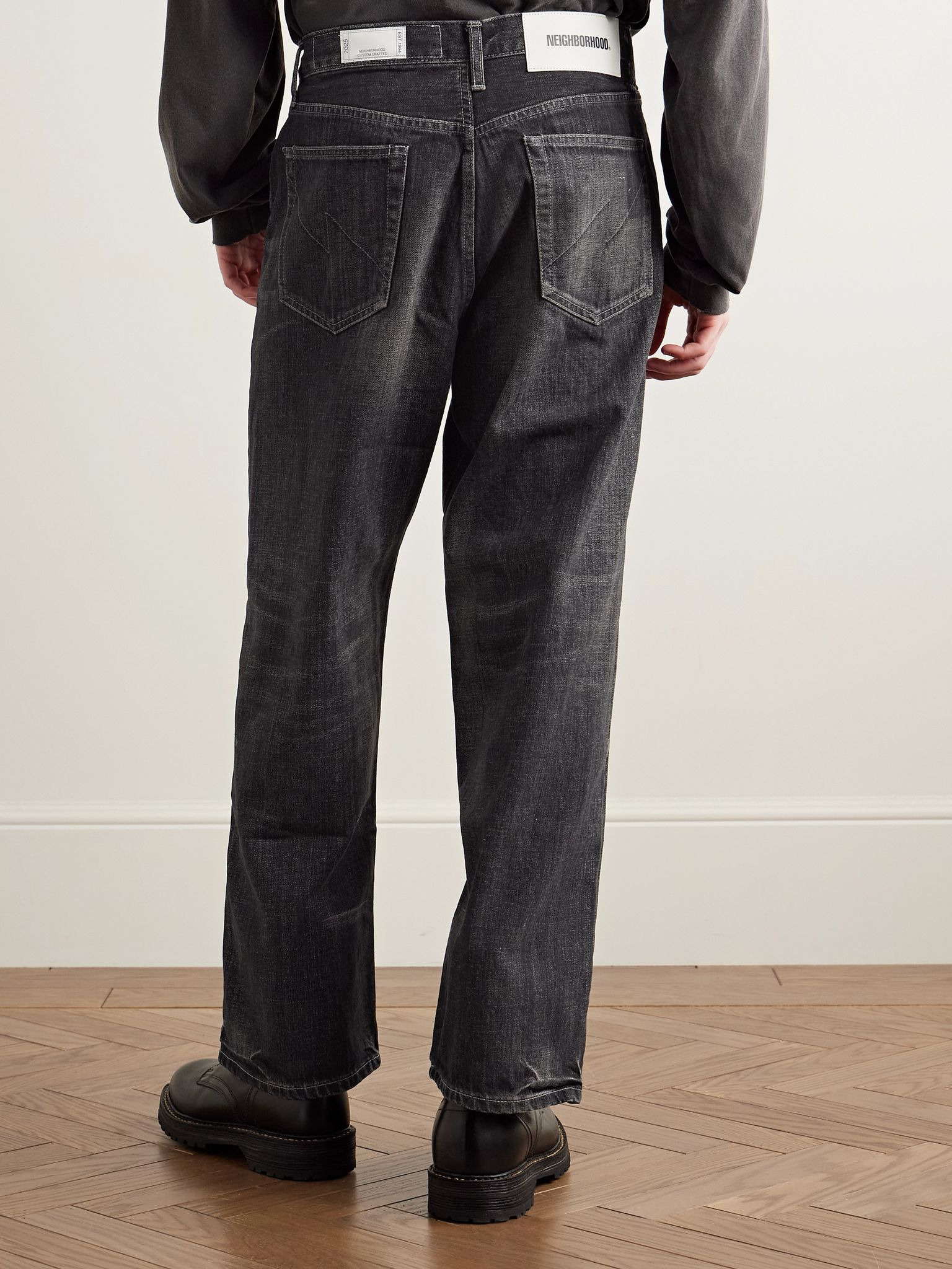 Straight-Leg Selvedge Jeans Black - 4