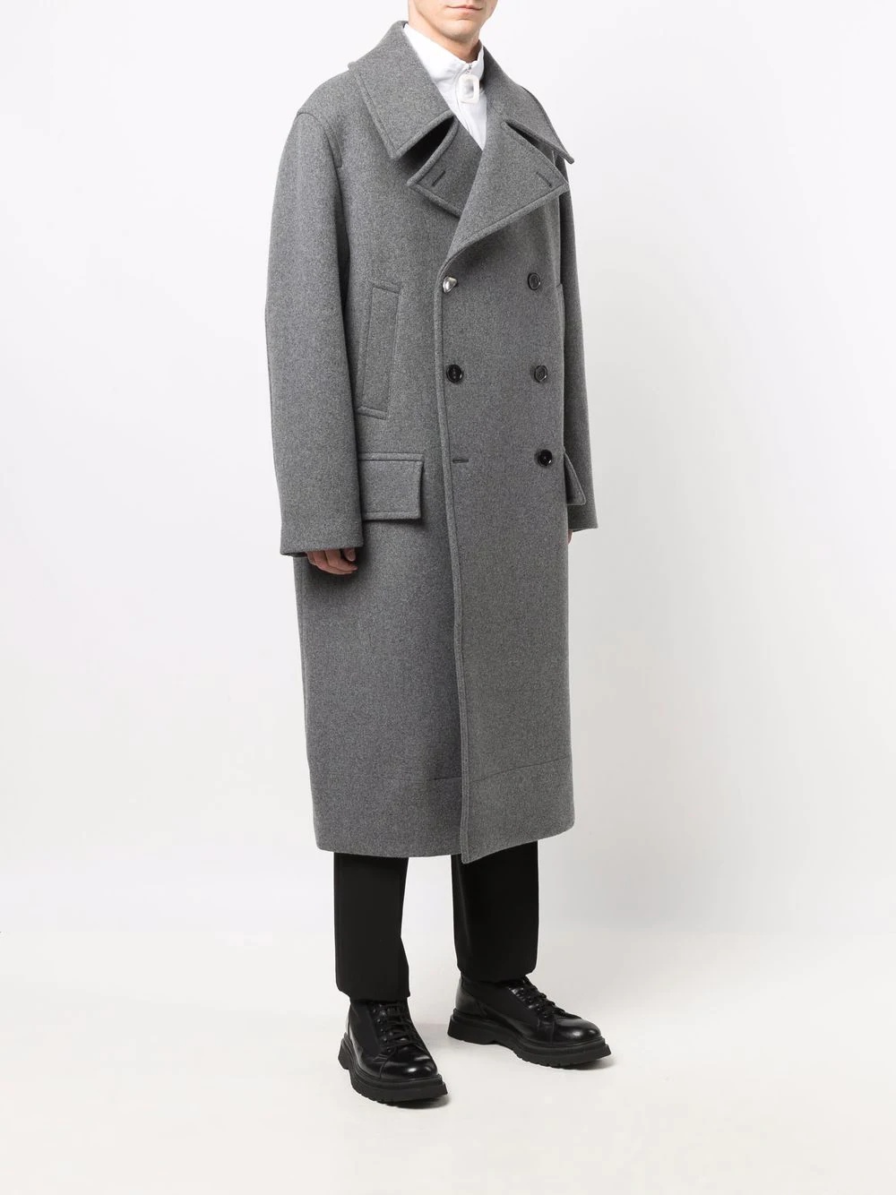 double-breasted tailored coat - 3