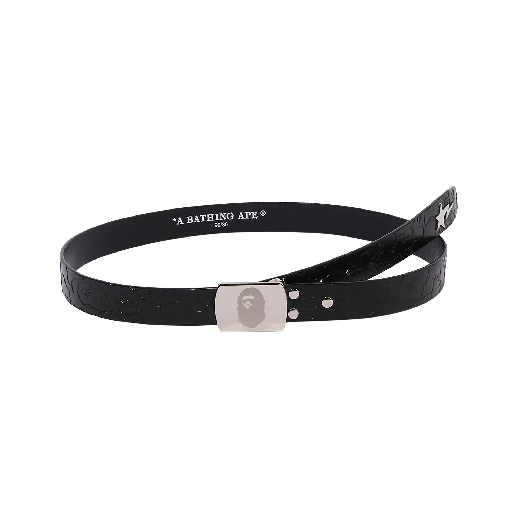 BAPE Neon Camo Narrow Leather Belt 'Black' - 1