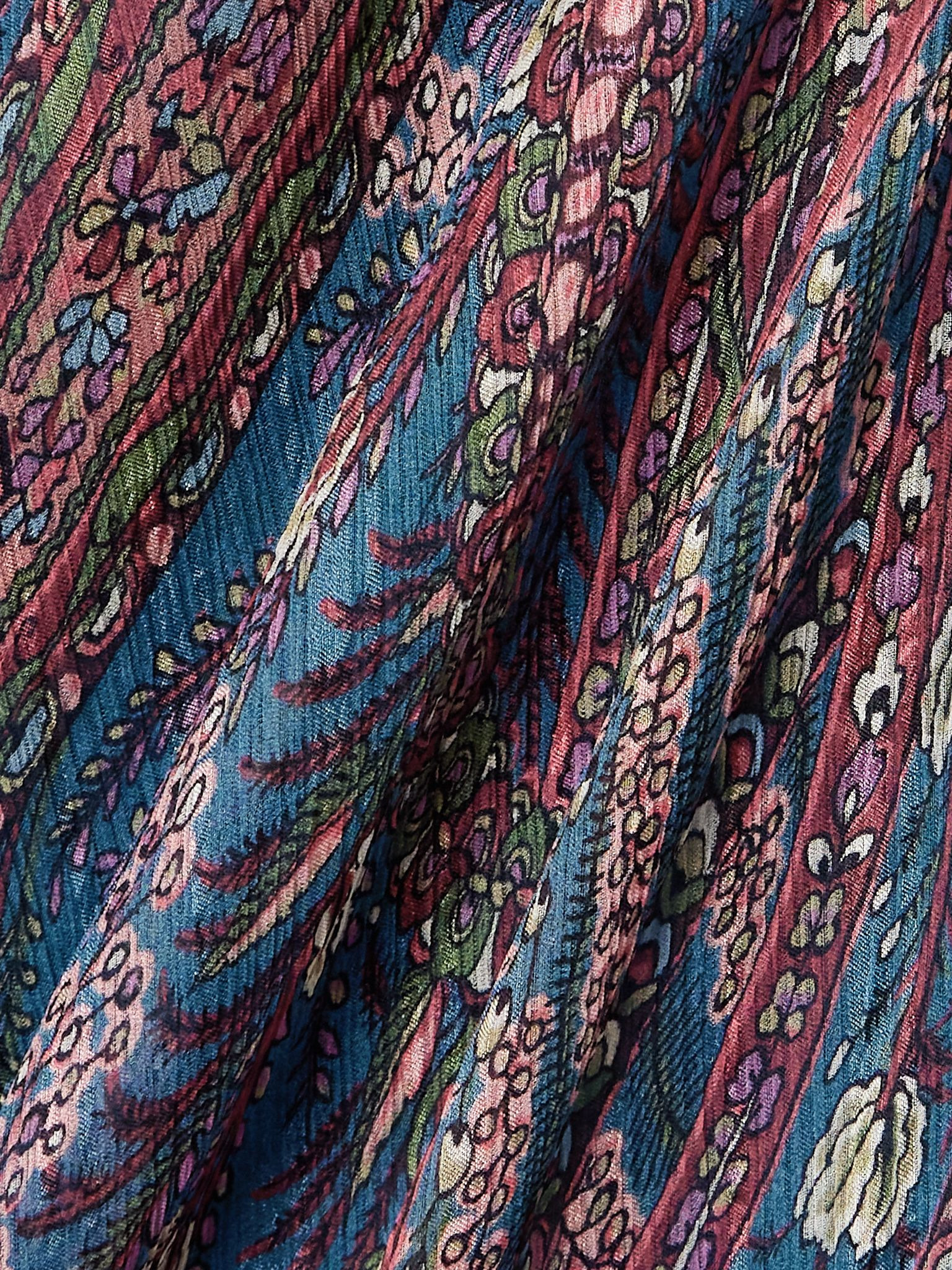Belted paisley-print silk-crepon maxi dress Blue - 4