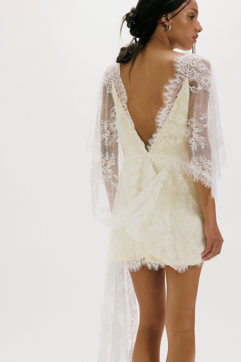 THIRD FORM THIRD FORM Poetry Draped Lace Mini Dress outlook