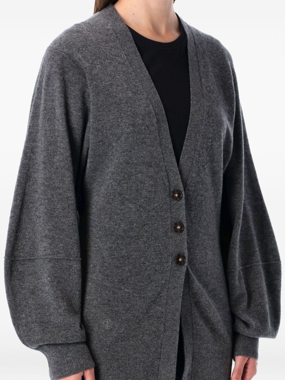 balloon-sleeve buttoned cardigan - 2