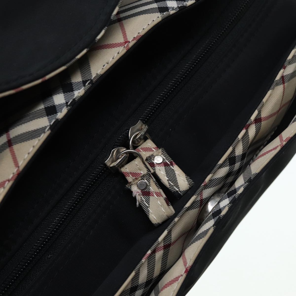 Burberry Tote Bag Nylon Silver Black - 10