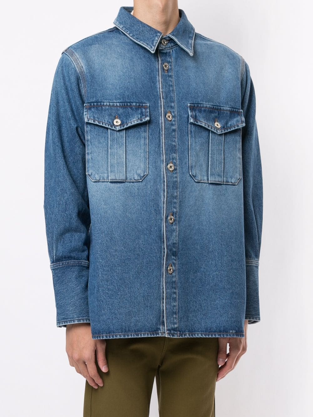 patch pocket denim shirt - 3