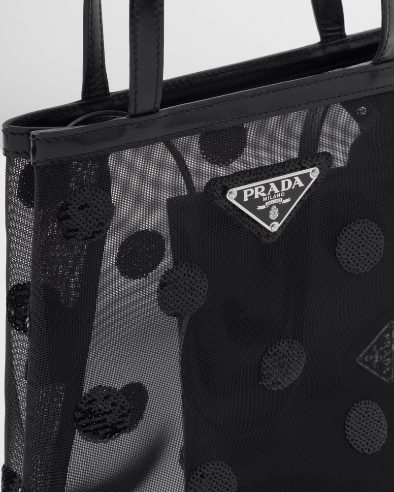 Small polka-dot mesh tote bag 6
