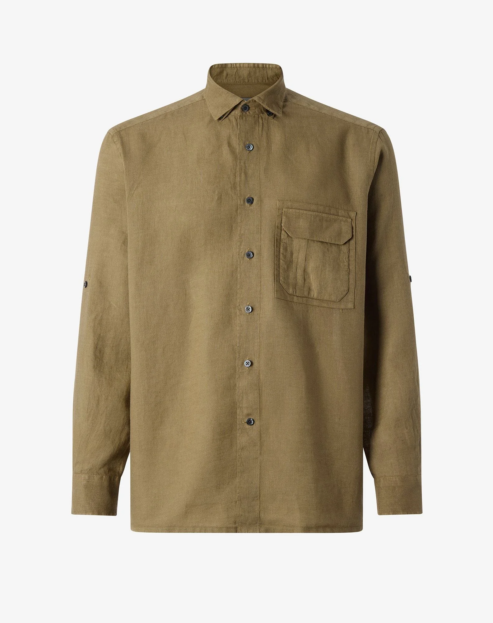 Brown pure linen shirt - 1